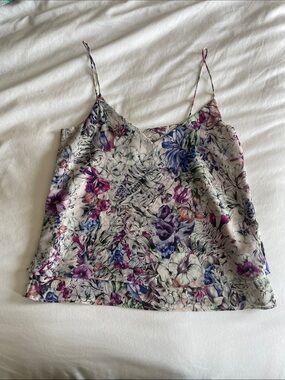 H&M Floral Print Cami - Purple, Pink, Blue on Cream
